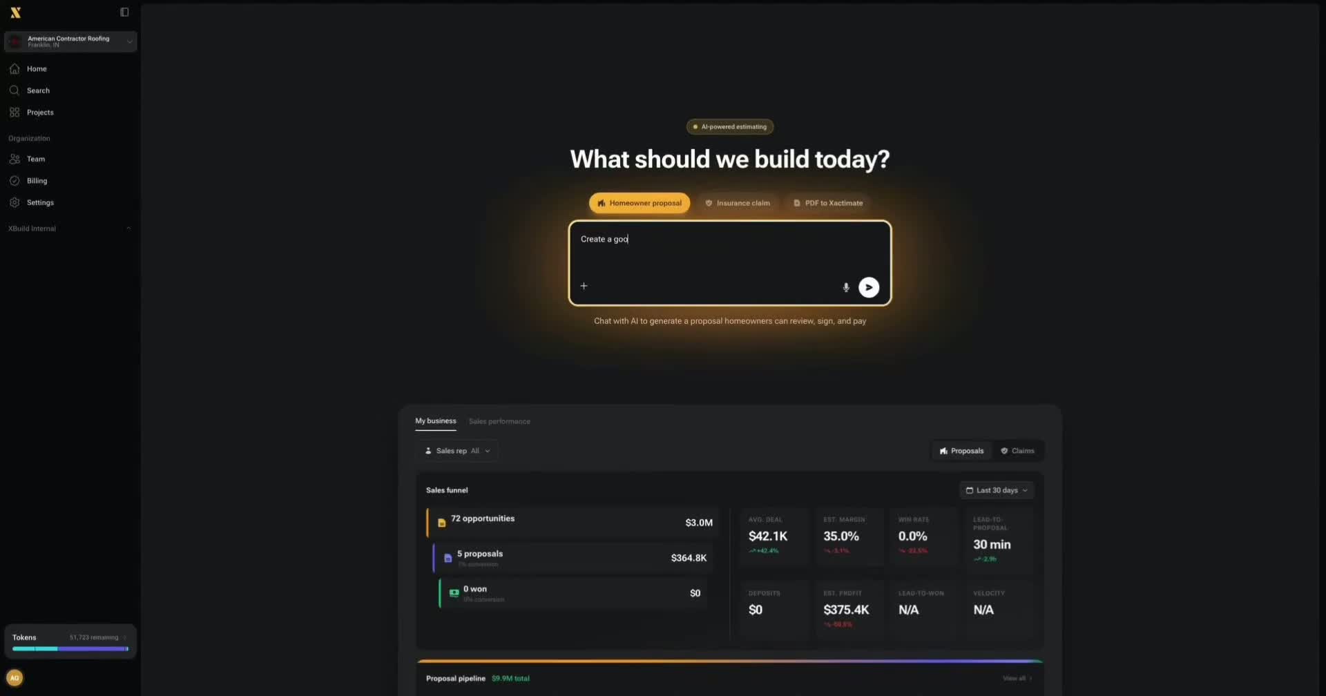 XBuild roofing estimating software demo preview